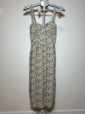 A.U.W Summer Floral Sundress with Pockets and Sweetheart Neckline Women’s Large